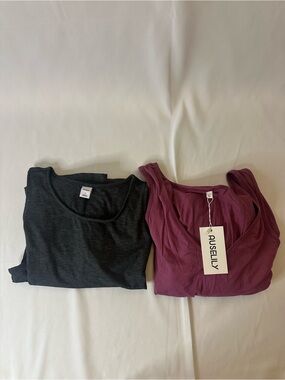 Old Navy Midi Dress Pair - Charcoal Gray & Plum